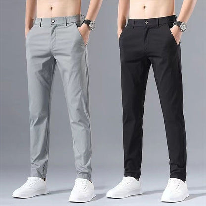 Calças Masculinas de Negócios Sociais Casual Caqui Verde-claro Perna Reta Clássica Slim Fit Venda Quente Fina Masculina