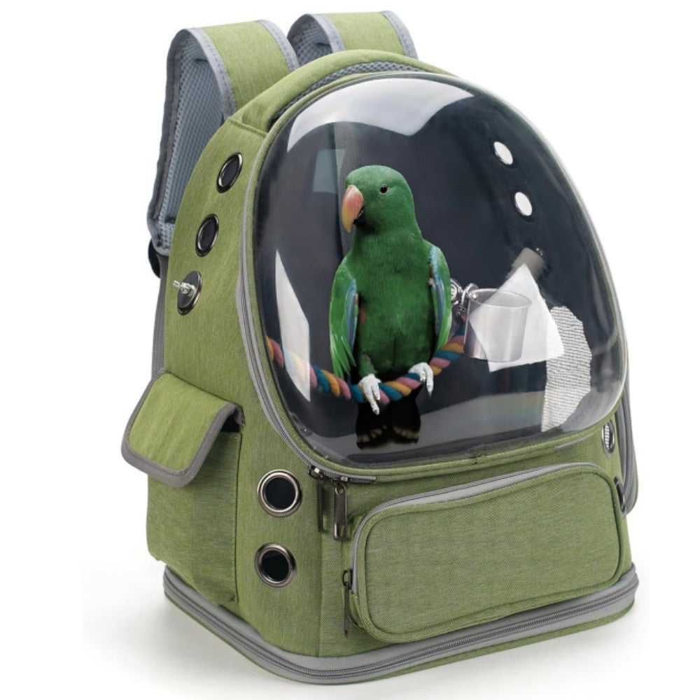 Mochila Transportadora para Pássaros, Gaiola de Viagem para Papagaios com Poleiro e Comedouros para Papagaio e Calopsita para Visitas ao Veterinário, Acampamento, Caminhada, Viagem