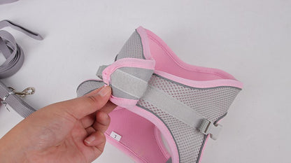 Conjunto de Coleira e Peitoral para Cães Pequenos Ajustável Peitoral Colete para Cães e Gatos Filhotes Bulldog Francês Chihuahua Pug Caminhada ao Ar Livre Guia Coleira