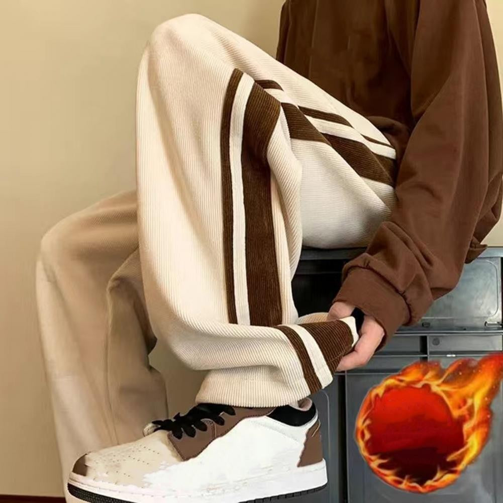 Casual Loose Fit Trousers Men's Thick Plush Wide Leg Sweatpants with Drawstring Waist Casual Streetwear for Hip for Comfort