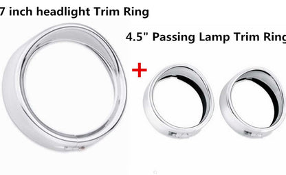 Motorcycle Headlight Trim For Harley Touring Road King Electra Glide Softail FLD/FLH Parts 7" Ring Bezel Visor 4.5" Led Fog Lamp