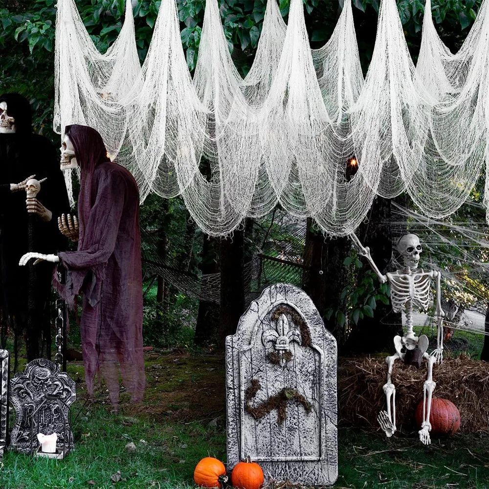 Halloween Gauze Fabric Black Chunky Gauz Fabric Haunted House Diy Decorative Gauze Horror Party Scene Props Halloween Decoration