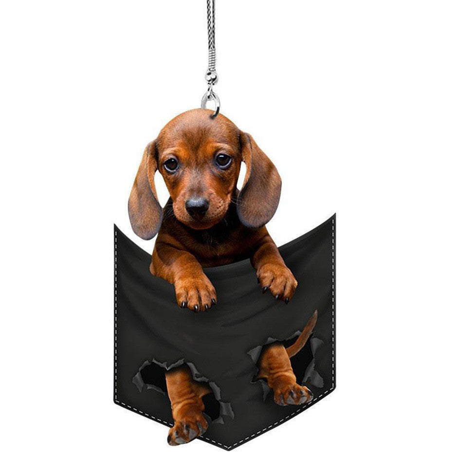 Plush Puppy Rearview Mirrors Pendant Car Hanging Ornaments Auto Interior Hanging Decoration for Car Funny Toy Gift for Men Women