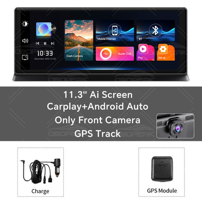 K2 Pro 11.3" DVR Automotivo 4K Câmera Sem Fio Carplay Android Auto Tela AI Câmera de Painel Gravador de Vídeo de Lente Dupla GPS de Navegação de Painel