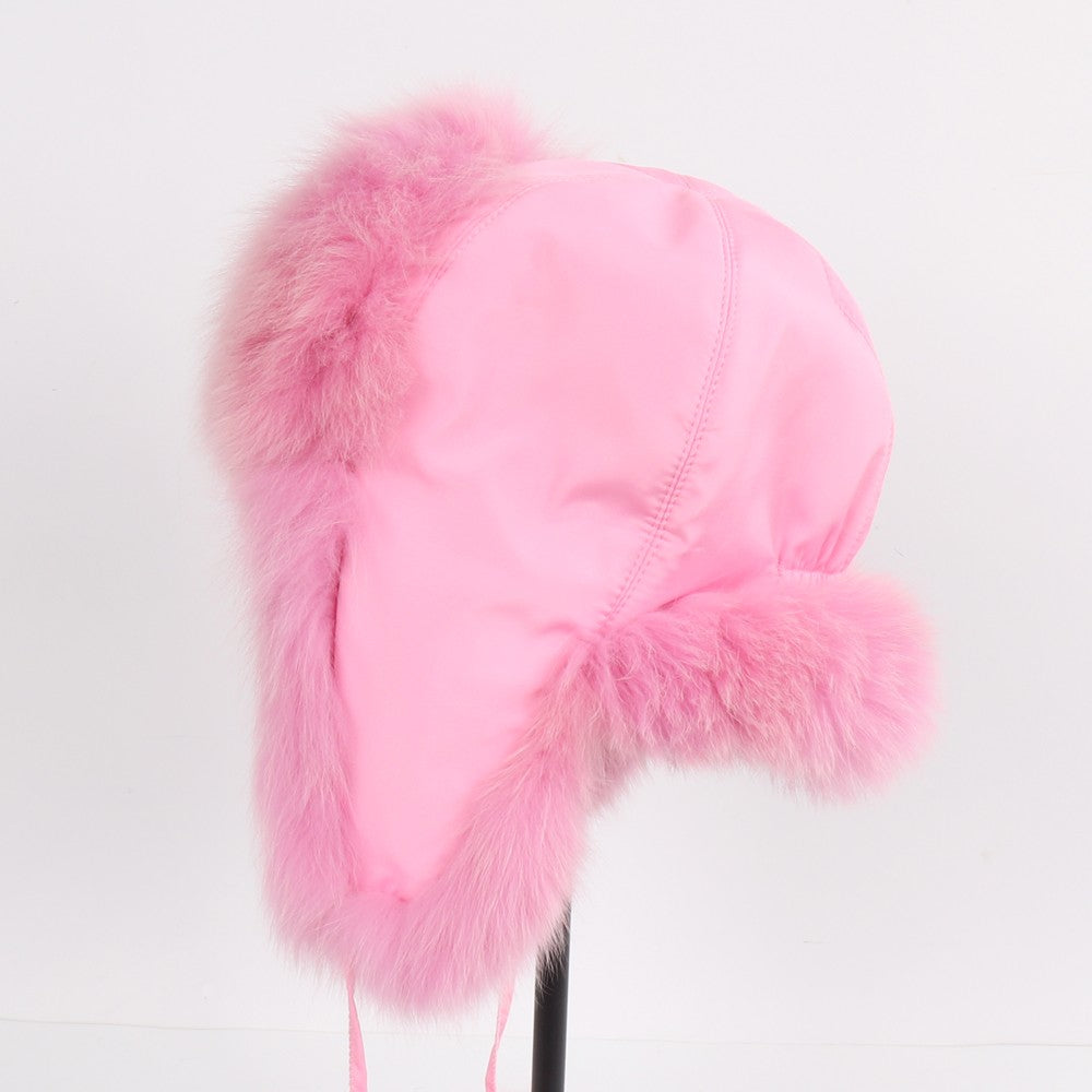 2025 Novo Chapéu Feminino Ushanka Russo de Pele de Raposa Natural Inverno Grosso Quente Orelhas Moda Chapéu Bomber Senhora Gorro Genuíno de Pele de Raposa Real