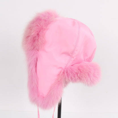 2025 Novo Chapéu Feminino Ushanka Russo de Pele de Raposa Natural Inverno Grosso Quente Orelhas Moda Chapéu Bomber Senhora Gorro Genuíno de Pele de Raposa Real