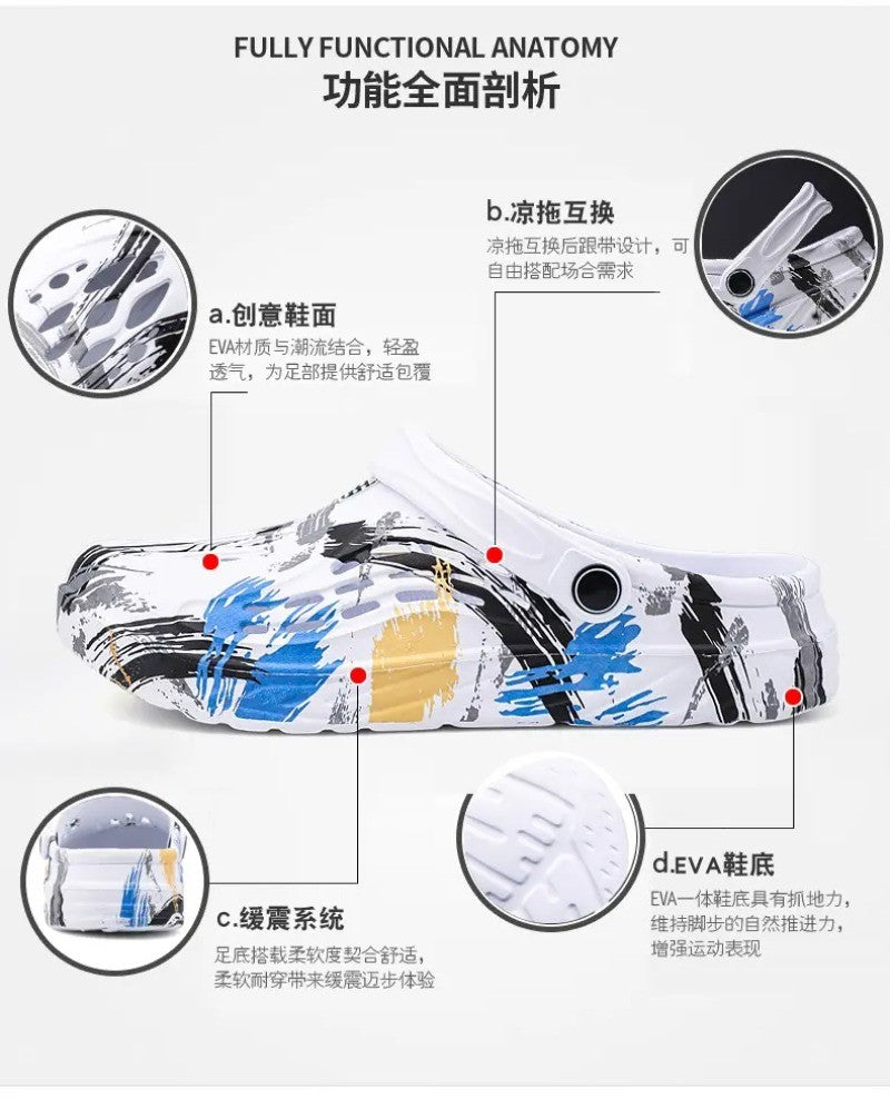 Men's Summer Camouflage Graffiti Sandals Garden Clogs Shoes Men Outdoor Beach Anti-skid Slippers Indoor Home Shoe big size 45-49
