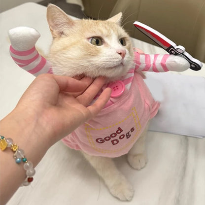 Fantasia de Gato para Cosplay para Cães e Gatos de Pequeno e Médio Porte Halloween Festa Fofa Gatinho Cachorrinho Macacão de Estimação Engraçado Pug Chihuahua Casaco de Sphynx