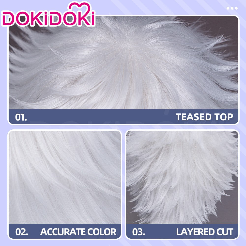?Ready For Ship?Qifrey Cosplay Wig Anime Witch Hat Atelier DokiDoki Men White Hair Qifrey Cosplay HalloweenHair Free Wig Cap