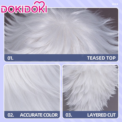 ?Ready For Ship?Qifrey Cosplay Wig Anime Witch Hat Atelier DokiDoki Men White Hair Qifrey Cosplay HalloweenHair Free Wig Cap