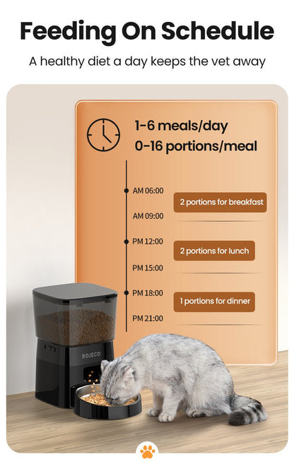 ROJECO Alimentador Automático de Animais de Estimação Versão com Botão Acessórios para Dispenser Automático de Comida para Gatos Alimentador Inteligente para Gatos e Cães Comida Seca
