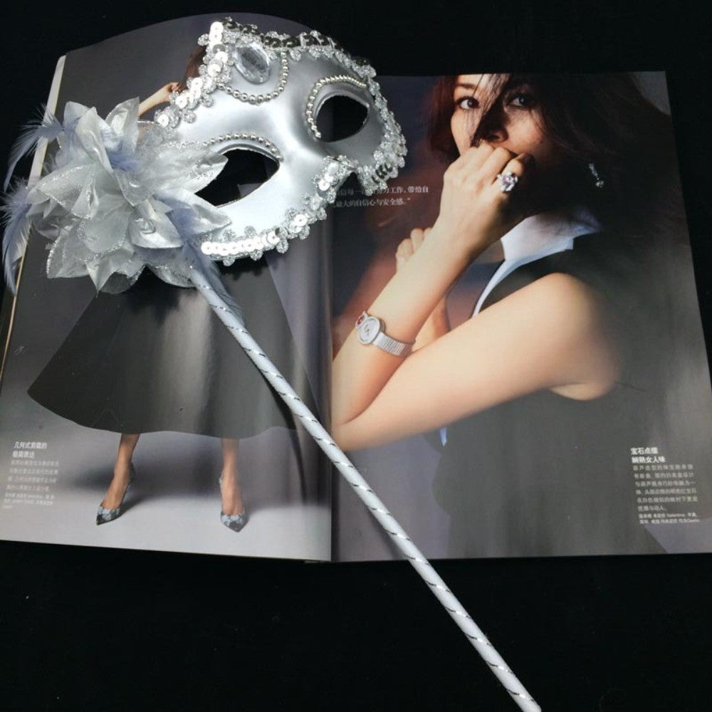 Venetian Party Handheld Masquerade Masks Stick Side Flower Festival Costume Party Half Face Mask Carnival Party