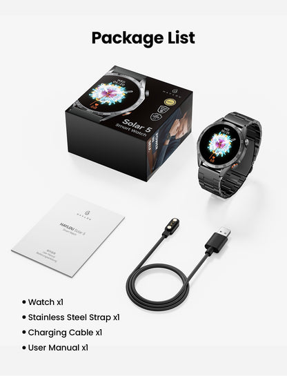 Smartwatch HAYLOU Solar 5 com Chamada de Voz, Tela AMOLED de 1,58'', 60Hz, Monitoramento de Saúde 24 Horas, Smartwatch Esportivo para Homens