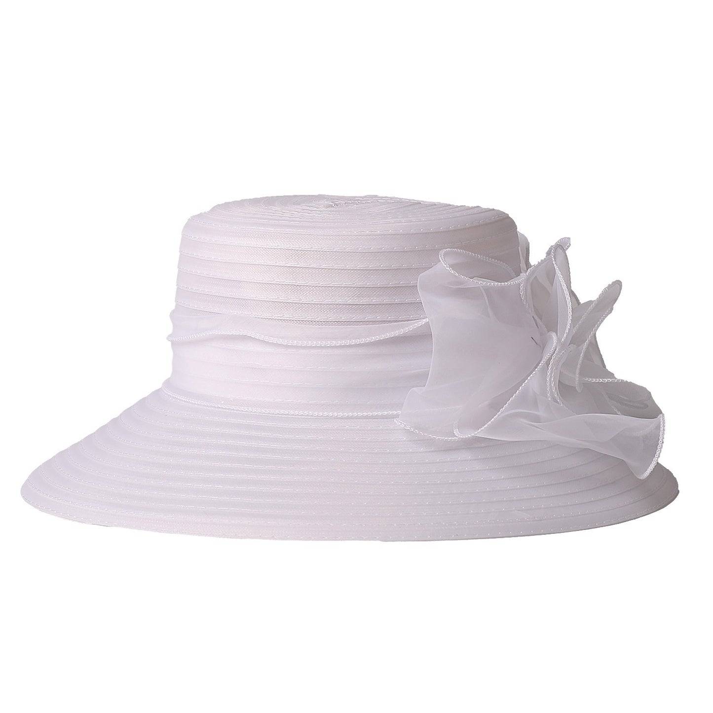 FS Chapéus Brancos de Igreja para Mulheres Elegantes com Aba Larga Fascinators de Casamento Boné com Flor Chapéu de Balde Guarda-sol de Praia de Inverno Sombrero
