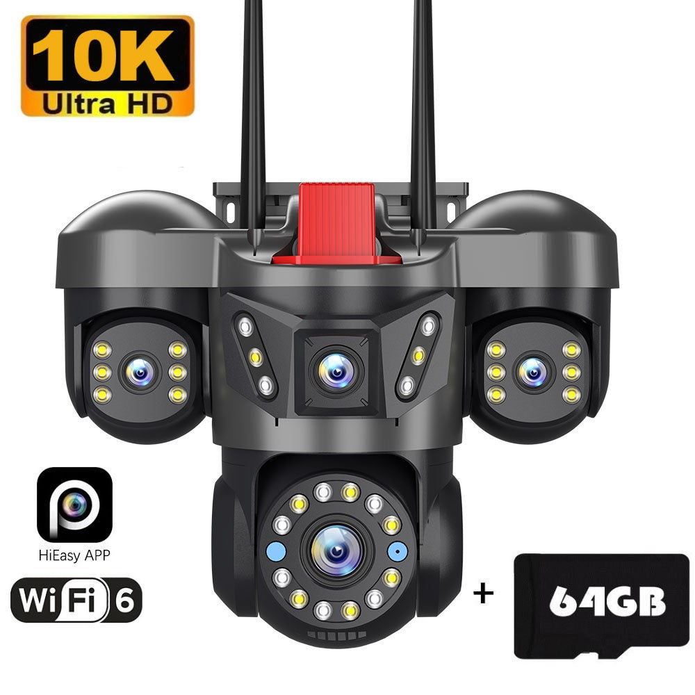 10K 20MP UHD Outdoor WiFi IP Camera Four Len Four Screen 360° 16X Zoom PTZ Security Cam Auto Tracking CCTV Wireless Surveillance
