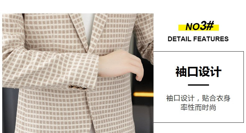 Blazer Men's Fashion Gentleman Business Outdoor Travel Plaid Slim-fit Korean Version of The Trend Handsome Youth Casual Blazer