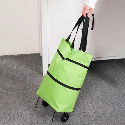 1Pc Foldable Shopping Bag with Wheels Trolley Large Reusable Cloth Hand Tote Bolsas Eco Fabric Supermarket Grocery Pull Cart Bag