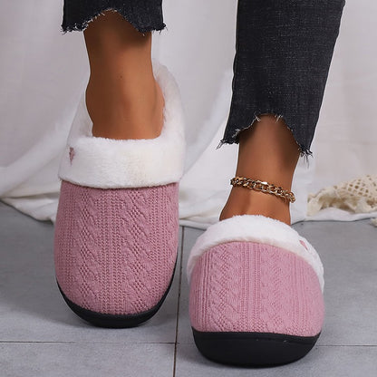 Platform Fluffy Slippers Women House Plush Fashion Designer Winter Shoes Ladies Flats Warm Home Casual Footwear Elegant Big Size
