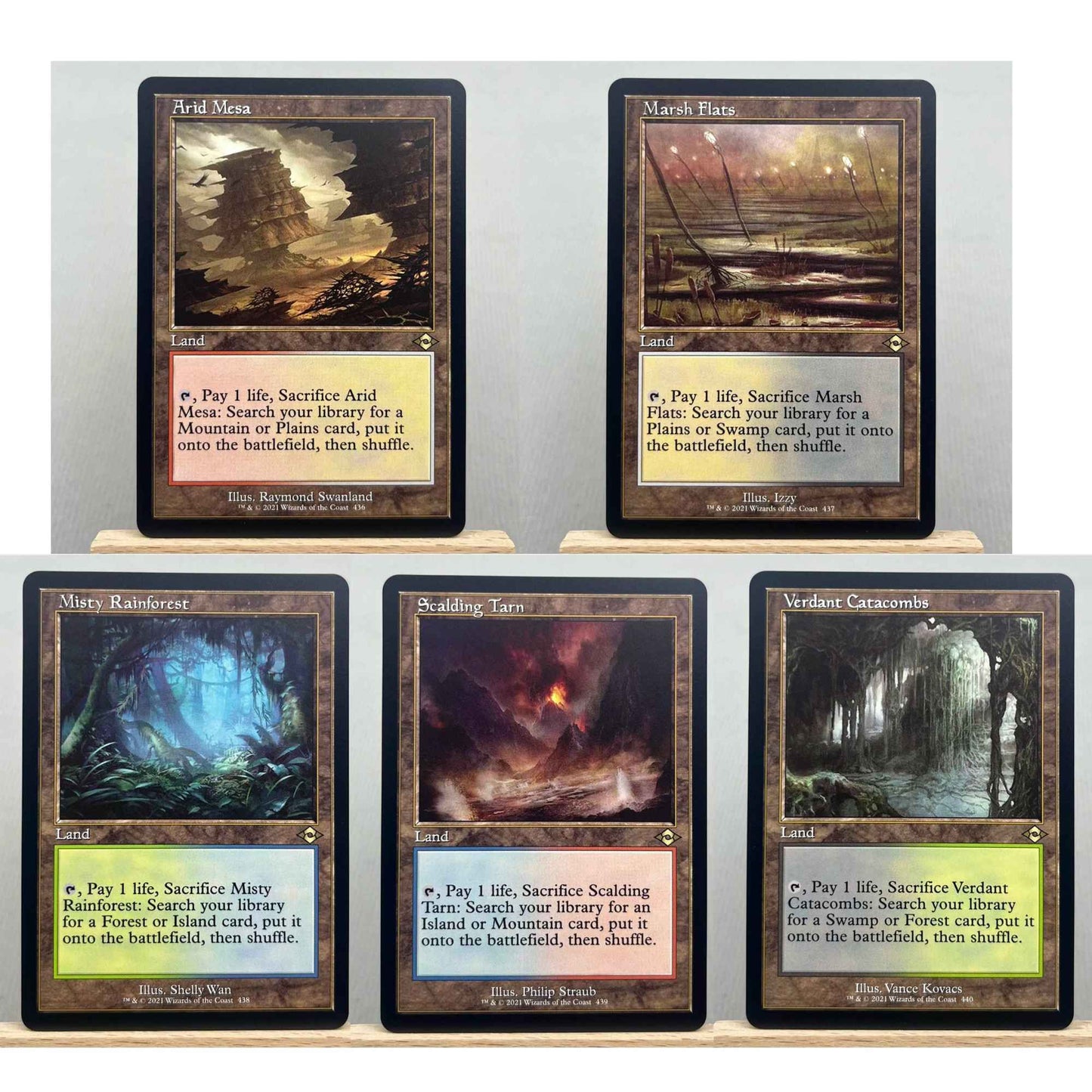 MH3 MH2 HOLO10-03 TCG Cartas Mágicas para Proxy de Jogo Caseiro terreno de busca Marsh Flats a Arid Mesa Misty Rainforest gathering
