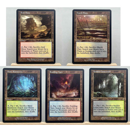 MH3 MH2 HOLO10-03 TCG Cartas Mágicas para Proxy de Jogo Caseiro terreno de busca Marsh Flats a Arid Mesa Misty Rainforest gathering