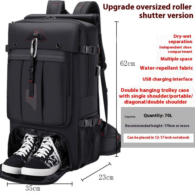 Mochila de Viagem Grande Capacidade 50L 70L Esportes Treino Fitness Bolsa Independente para Sapatos Bolsas para Laptop