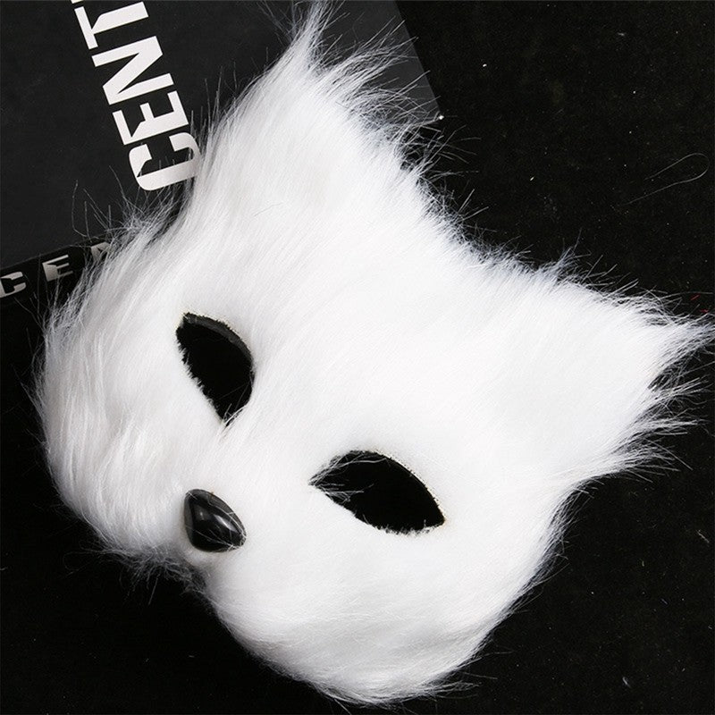 Fox Shape Face Eye Mask Christmas Carnival Party Cosplay Cat Animal Hair Mask Halloween Costume Props Makeup Plastic Face Mask
