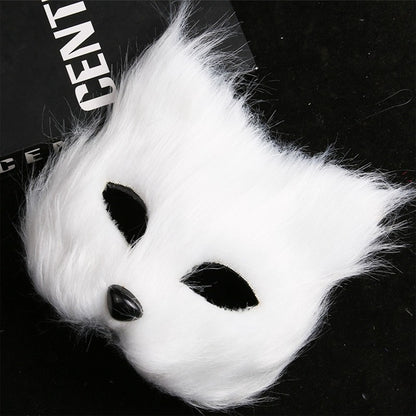 Fox Shape Face Eye Mask Christmas Carnival Party Cosplay Cat Animal Hair Mask Halloween Costume Props Makeup Plastic Face Mask