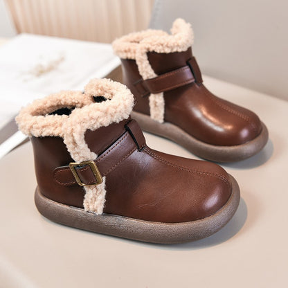 Winter Fur Boots For Children 2025 Trend Fashion Boy's Girl's Plush Snow Boots Anti-slippery Teenager Kid's Padded Boots Cotton