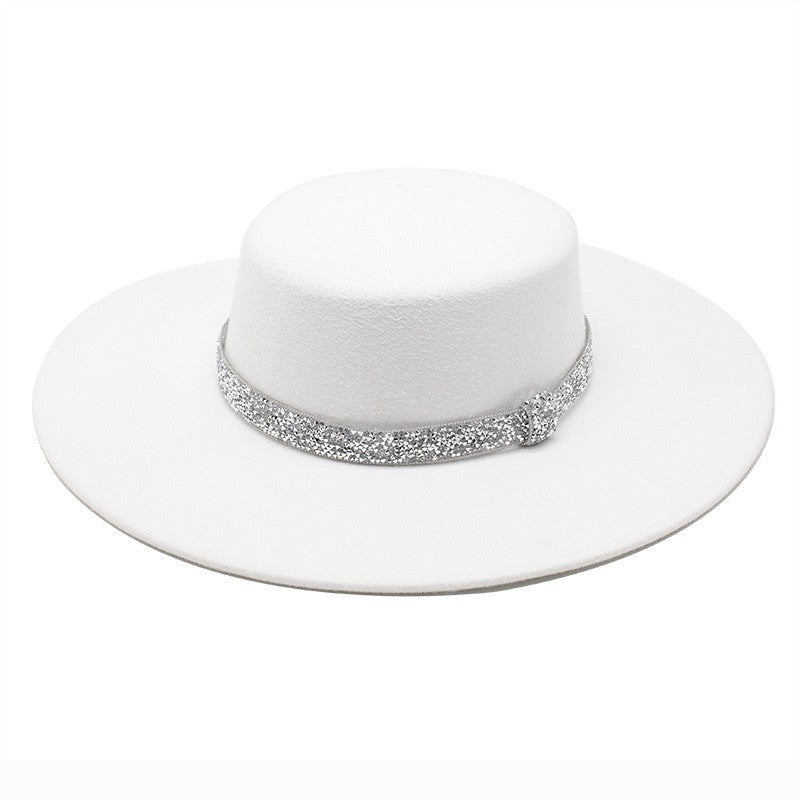 CHAPÉU FEMININO Chapéu Coco Chapéu Fedora Para Mulheres Chapéu Branco Plano Cinto De Luxo Senhoras Chapéu De Casamento Chapéus Fedora Outono Inverno ?????