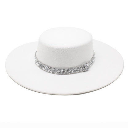 CHAPÉU FEMININO Chapéu Coco Chapéu Fedora Para Mulheres Chapéu Branco Plano Cinto De Luxo Senhoras Chapéu De Casamento Chapéus Fedora Outono Inverno ?????