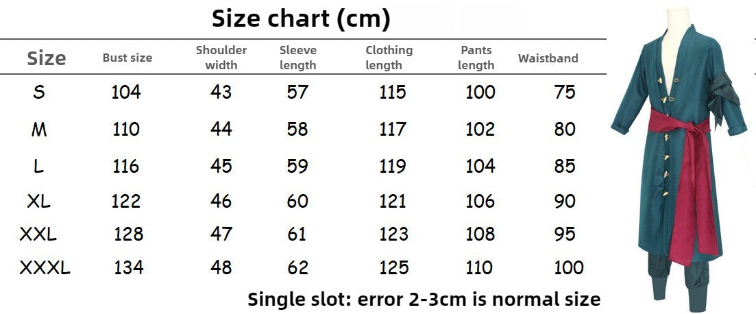 Roronoas Cosplay Costume Anime Kimono Robe Zoro Cloak Uniform Halloween Outfits With Earrings For Comic Con