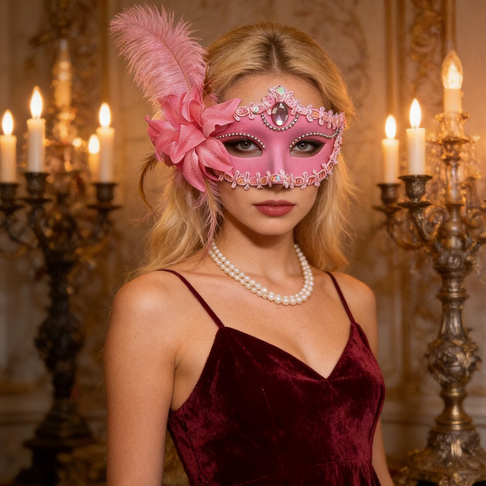 Venetian Princess Mask Feather Floral Elegant Masquerade Costume Adult Party Wear Fancy Dress Face Mask Festival Party Supplies