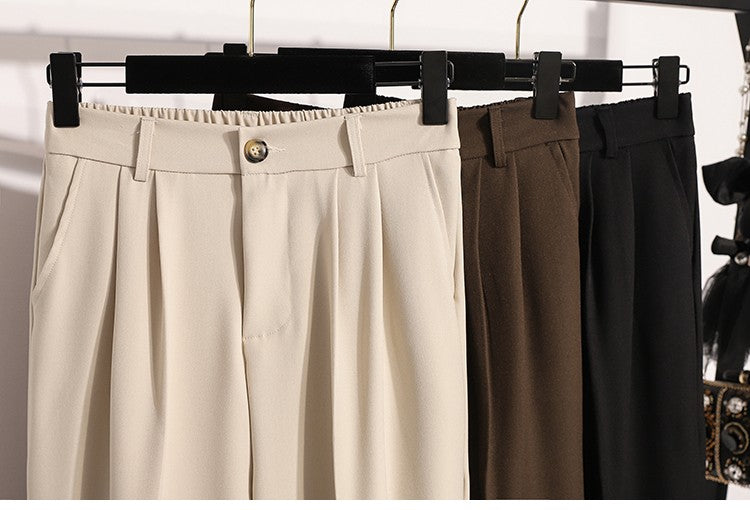 Plus Size Pants Woman 2025 Autumn Winter New Arrival High Waist Suit Pants High Quality Korean Style Straight Trousers