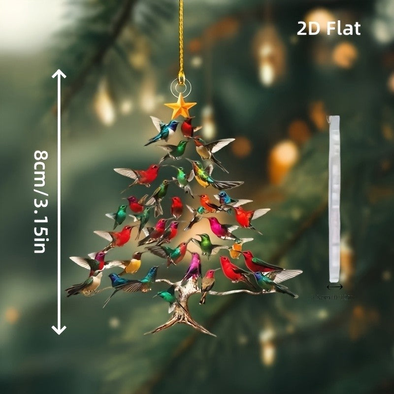 3pcs Hummingbird Christmas Tree Ornament Creative Hummingbird Hanging Tree Ornaments for Indoor/Outdoor Christmas Festival Decor