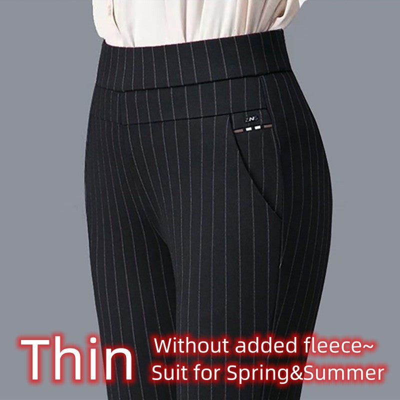 2025 Autumn Winter Casual Elegant Office Slimming Solid Color Fleecing Thick Thin Women's Pants Elastic Waist Tight Pencil Pants