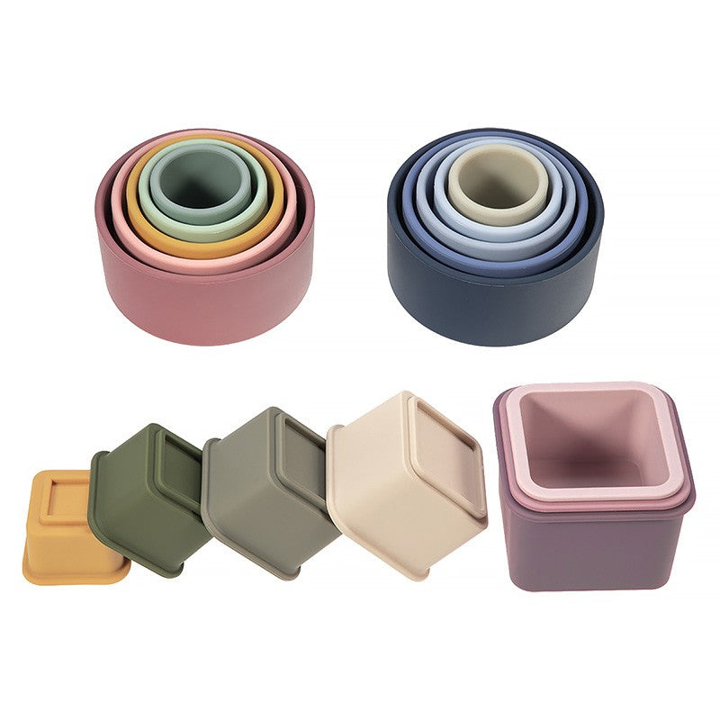 TYRY.HU 1set Baby Silicone Building Block BPA Free Round Cup Soft Block 3D Educational Montessori Toys Baby Teether Gifts