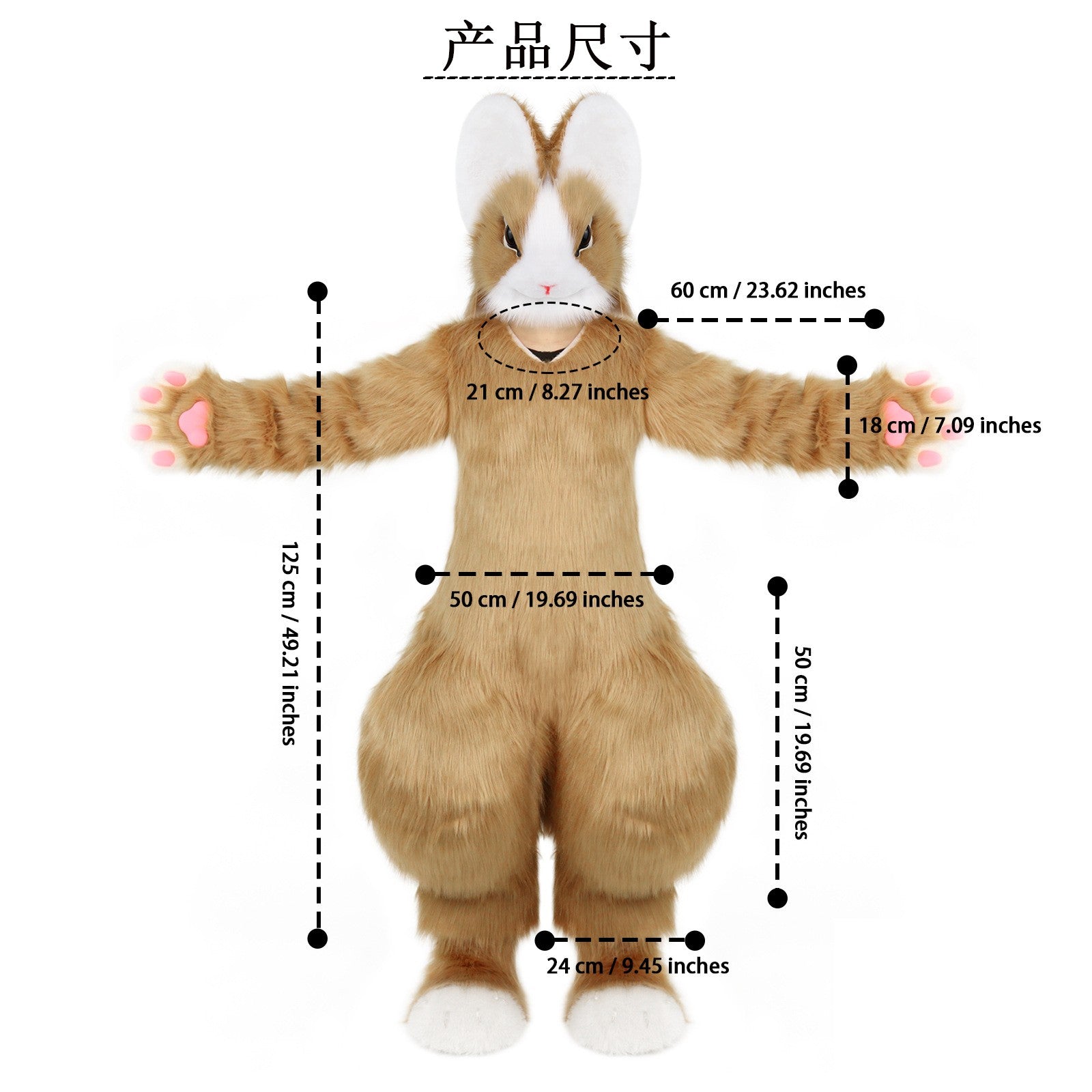 Adult Finished Product Full Set of Realistic Rabbit Fursuit Suit Cartoon Mascot Christmas Fancy Dress Halloween Mascot Costume