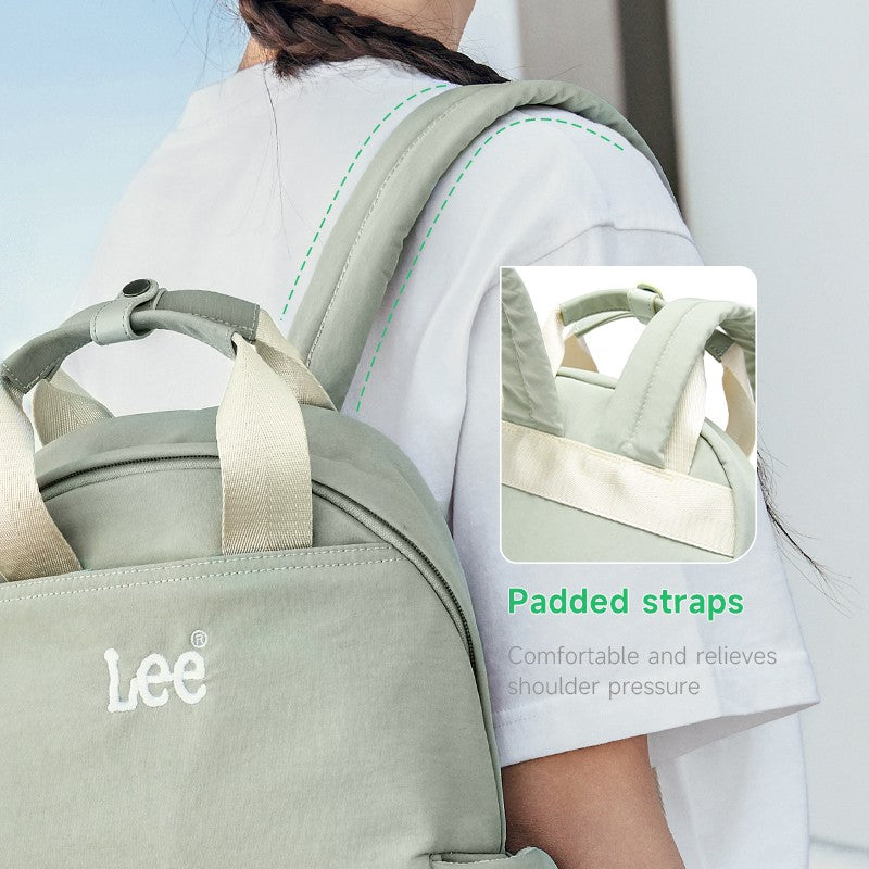 Mochila Feminina LEE Leve Casual para Viagem, Simples, Impermeável, para Deslocamento, Mochila para Notebook, Bolsa Escolar para Estudante Universitária