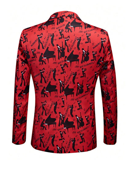 Mens Blazer Printed Suit Jacket 1 Button Slim Fit Floral Dinner Sport Coat Blazers