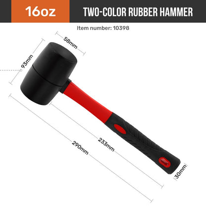 Martelo de Borracha Hi-Spec com Face Dupla, Marreta Pesada com Ferramenta Manual Isolada e Punho Antiderrapante para Instalação/DIY (8/16/24 Oz)