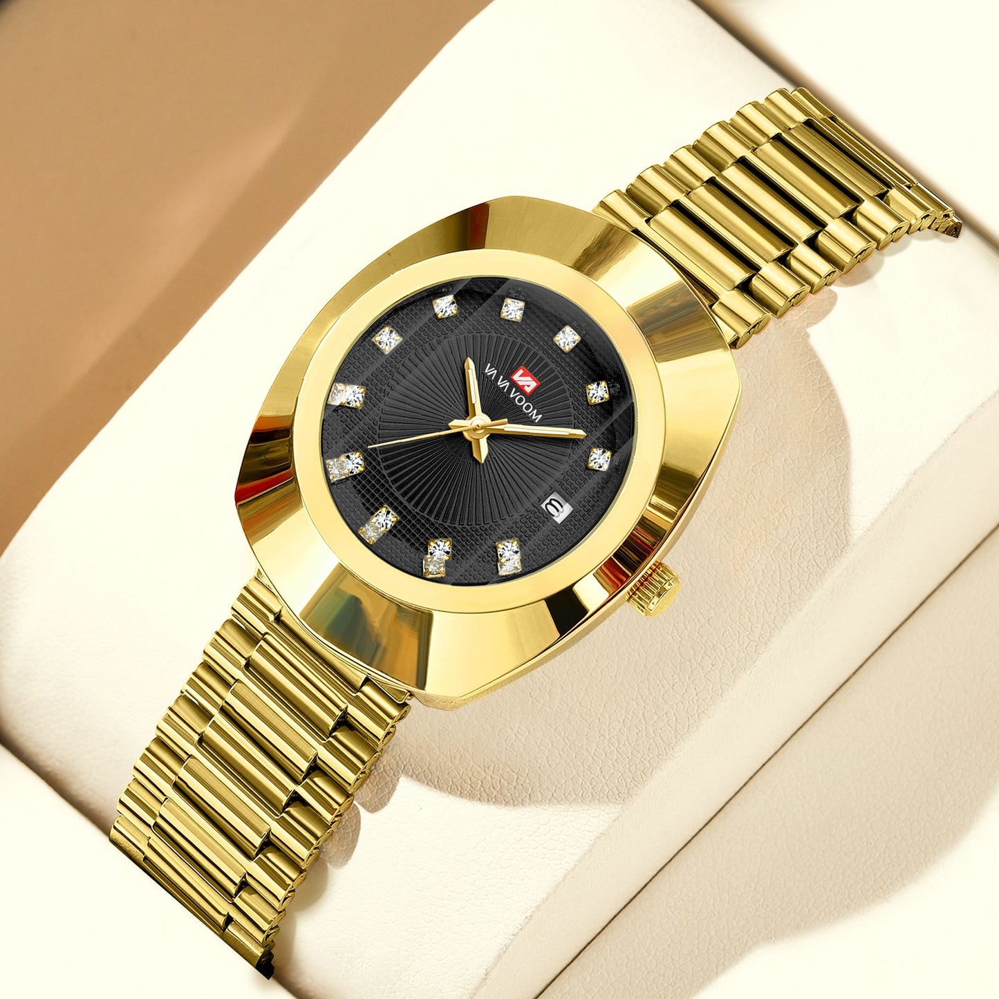 2024 New Women Oval Watch 34mm Stainless Steel Quartz Movement Brand Luxury Water Diamond Gold Black Casual Dress Banquet Watch