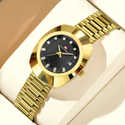 2024 New Women Oval Watch 34mm Stainless Steel Quartz Movement Brand Luxury Water Diamond Gold Black Casual Dress Banquet Watch