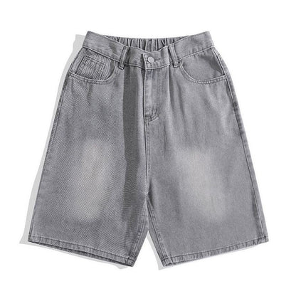 Retro Gothic Y2k Sweatpants Oversized Iron Diamond Pattern Denim Shorts for Men Hip Hop Punk Low Waist Gym Shorts Streetwear