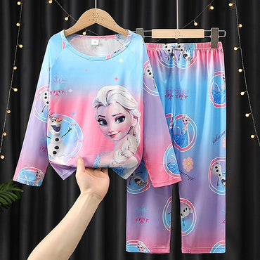 Children's Pajamas Spring and Autumn Long Sleeve Girls Thin Cartoon Sets Clothes Boy Sleepwear Robe Clothing Mother Kids