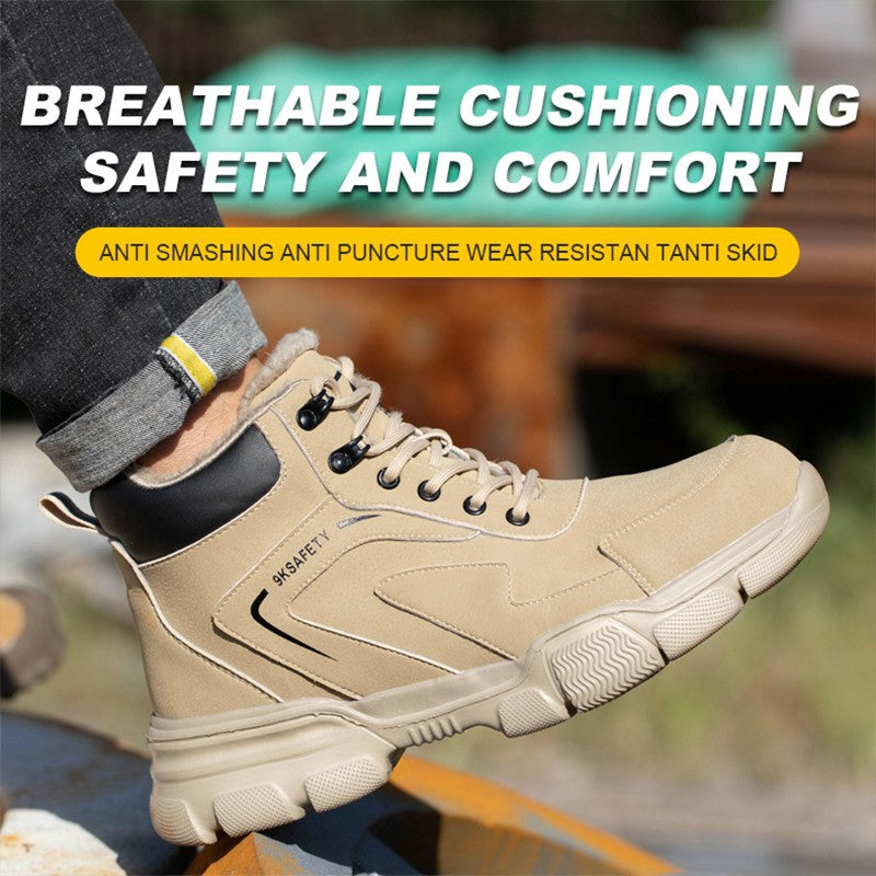 Botas de Segurança Masculinas com Biqueira de Aço Indestrutíveis para Construção Botas de Segurança à Prova de Perfurações Calçados de Trabalho Masculinos Protetores