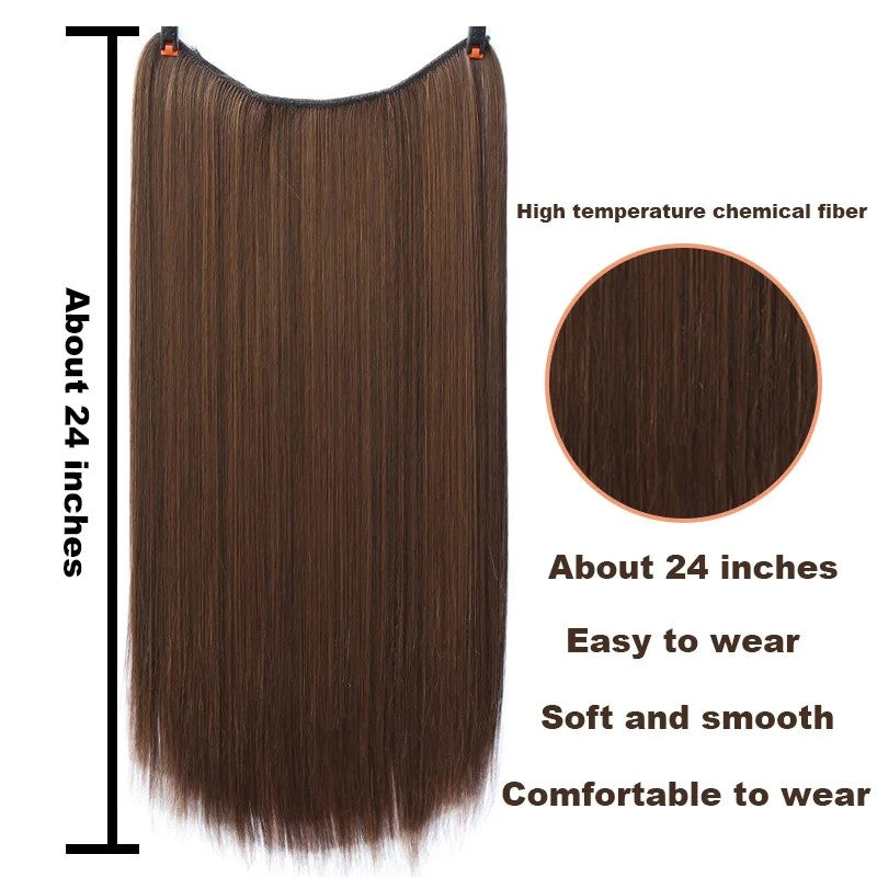 Extensão de cabelo com fio invisível (40cm 50cm 60cm) cabelo liso cabelo encaracolado uso diário adequado para todas as mulheres