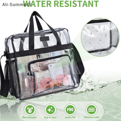 Large Capacity PVC Transparent Bag Portable Washing Bag Clear Tote Multi Pocket Handbag