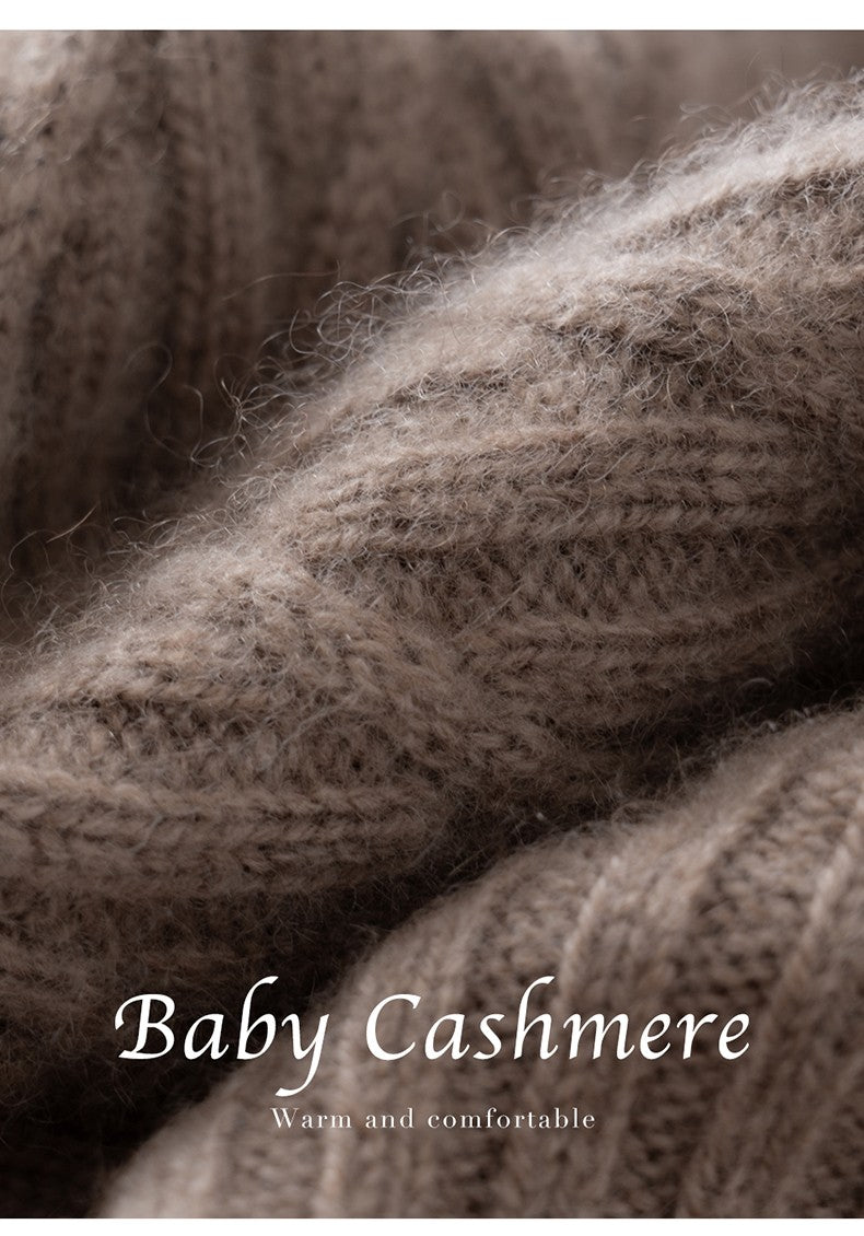 Autumn Winter 100% Cashmere Hat Double Layer Thickened Reversible Cold-Proof Unisex Knitted Wool Hat Versatile Ear Protection