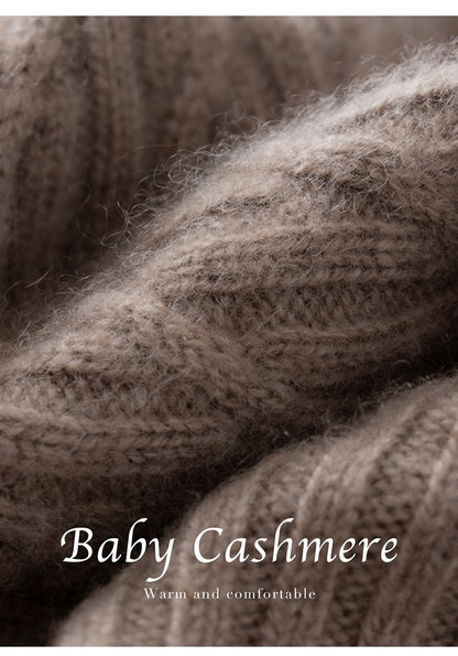 Autumn Winter 100% Cashmere Hat Double Layer Thickened Reversible Cold-Proof Unisex Knitted Wool Hat Versatile Ear Protection