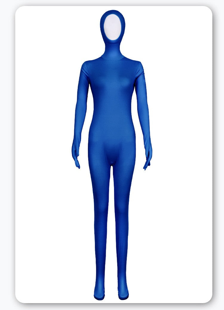 Open Split Orange Full Wrap Bodysuit Spandex Stretch Jumpsuit Adult Variety Show Halloween Cos and Body-fit Role Play Apparel
